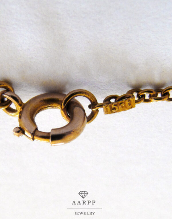 Antike Goldkette 15 K England 1890 Diamant Herz Gelbgold
