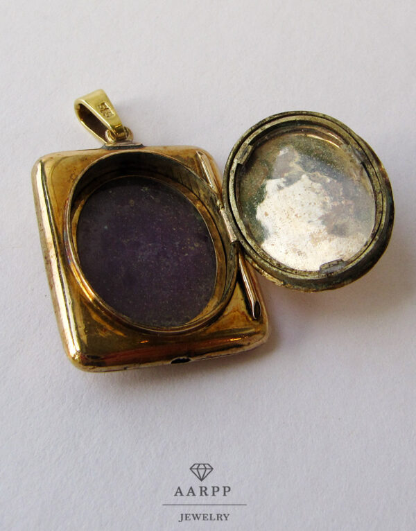 Antikes Biedermeier Medaillon 585 Schaumgold Niellierung Perlenbesatz