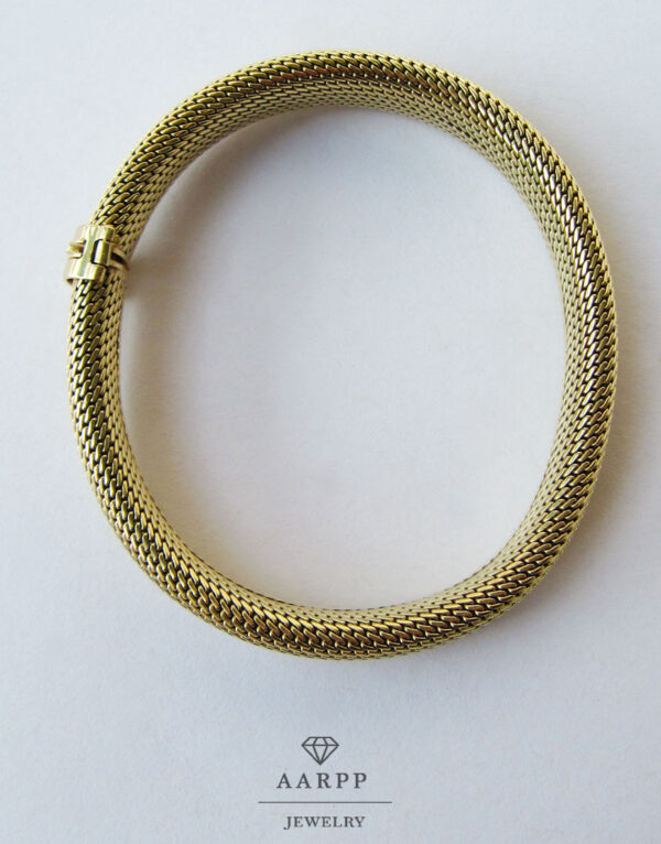 Geflochtenes Goldarmband 585 Gelbgold (14 Karat) Milanaise Armband 60er Jahre
