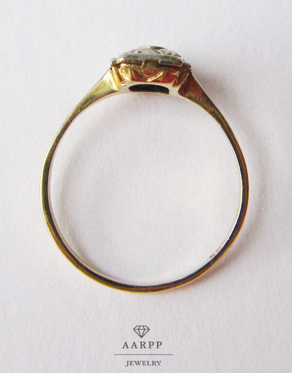Ring-Gold-585- Geometrische Formen Platin-Diamant