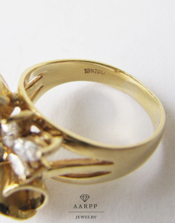 Goldring Schleife 750 Gelbgold 18K Brillanten Diamanten