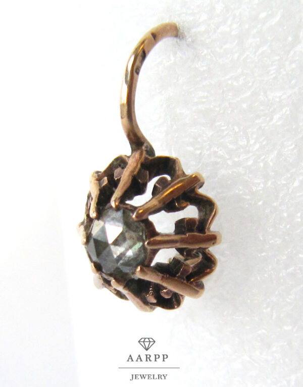Antike Ohrringe 585 Rotgold 14Kt Rosendiamant 1900