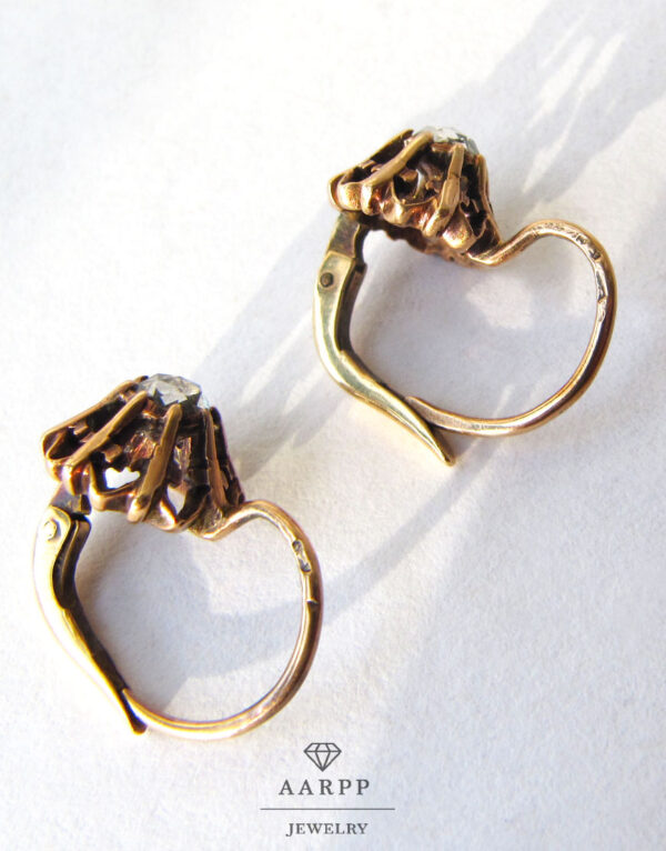 Antike Ohrringe 585 Rotgold 14Kt Rosendiamant 1900