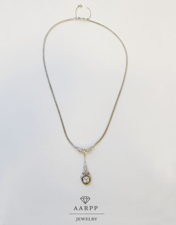 Diamant-Collier 585 Weißgold 14K Art Deco Juwelen der Prinzessin