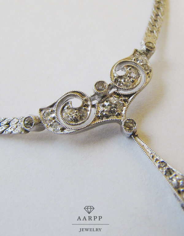 Diamant-Collier 585 Weißgold 14K Art Deco Juwelen der Prinzessin