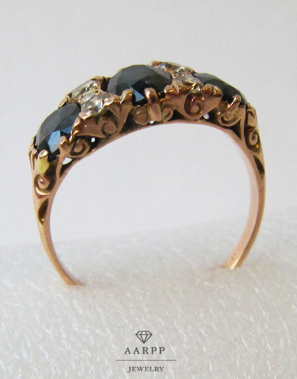 Ring 585 Rotgold Saphire Diamanten Brillanten 1950
