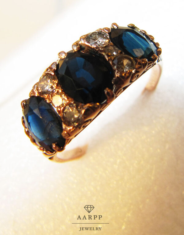 Ring 585 Rotgold Saphire Diamanten Brillanten 1950