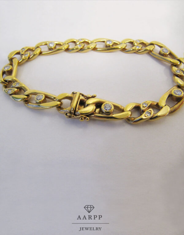 Goldenes Panzerketten-Armband Diamanten