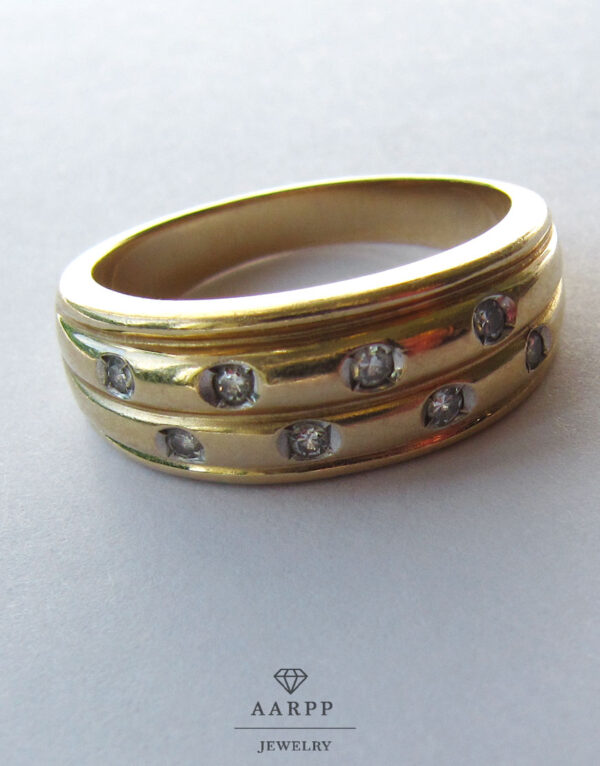 Breiter Vintage Rring 585 Gelbgold Diamanten