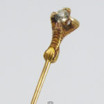 Antike Krawattennadel 585 Gold Adlerkralle Diamant Reversnadel