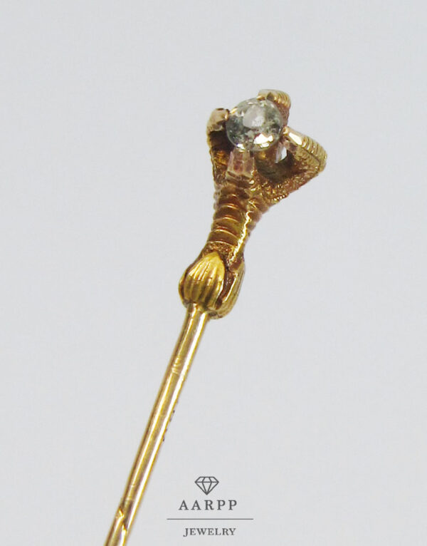 Antike Krawattennadel 585 Gold Adlerkralle Diamant Reversnadel