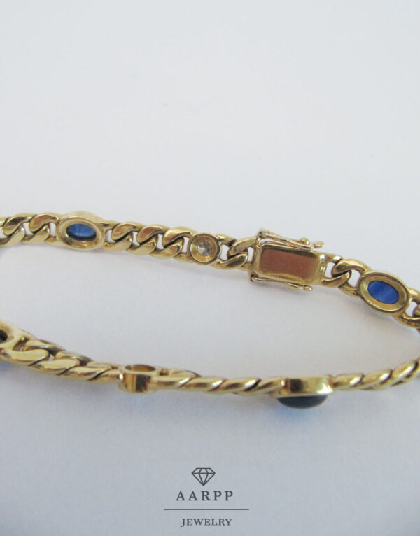 Massives Damen Ketten Armband 750 Gold mit Brillanten und Saphiren