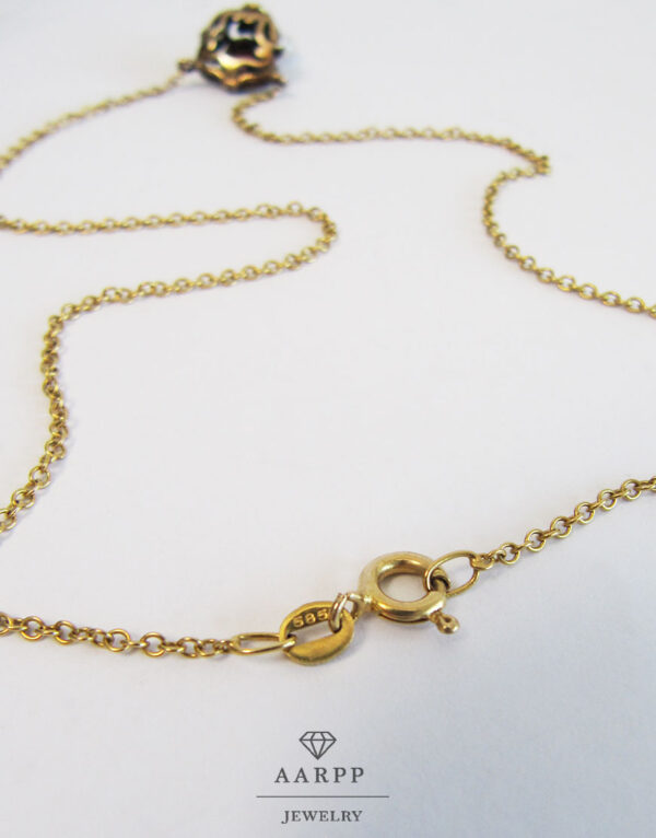 Antiker Biedermeier Anhänger Rubin Diamant Perle mit Collier 585 Gold
