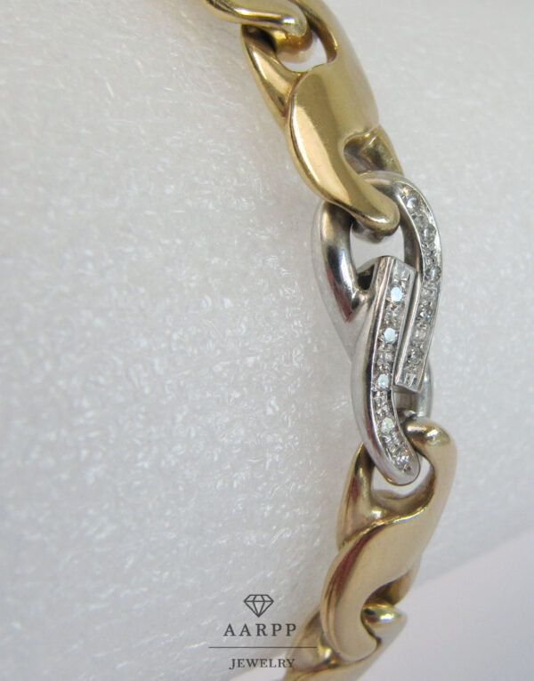 Armband 585 Dollar Armband Gelbgold Weissgold mit 50 Diamanten- 19 cm