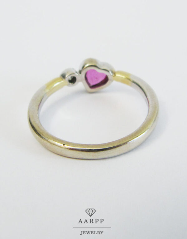 Ring Gold 585 Bicolor Rubin Herz mit Brillant
