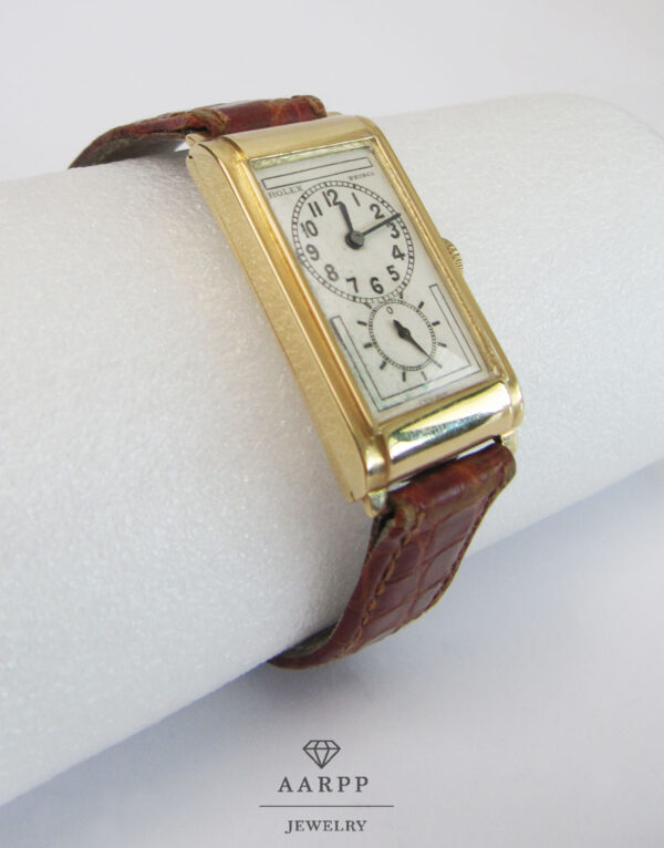 Rolex Prince - Sehr seltene antike Herrenarmbanduhr Rechteckuhr der 30er Jahre mit zweigeteiltem Zifferblatt