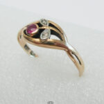 Ring Rosegold 585 mit Blumenmotiv aus Diamanten Jugendstil