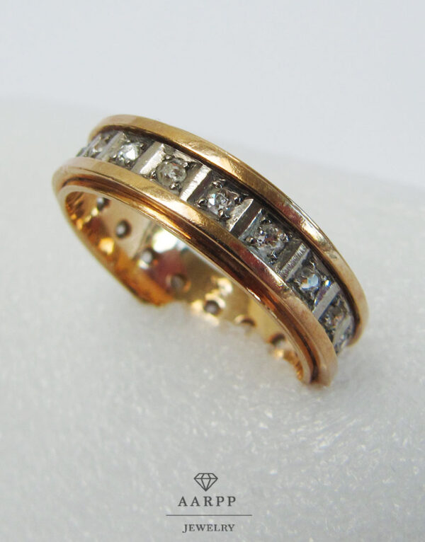Klassischer Vintage Diamant-Memoirering 14K Rotgold Ringgröße 58,5