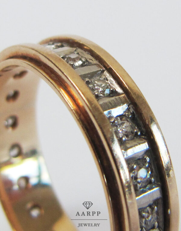 Klassischer Vintage Diamant-Memoirering 14K Rotgold Ringgröße 58,5