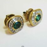 Ohrstecker Ohrringe 750 Gelbgold Smaragd Diamant