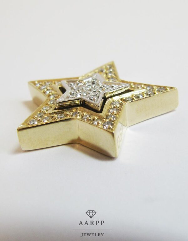 Christ 585 Weißgold Gelbgold Diamanten Stern Anhänger mit Brillanten