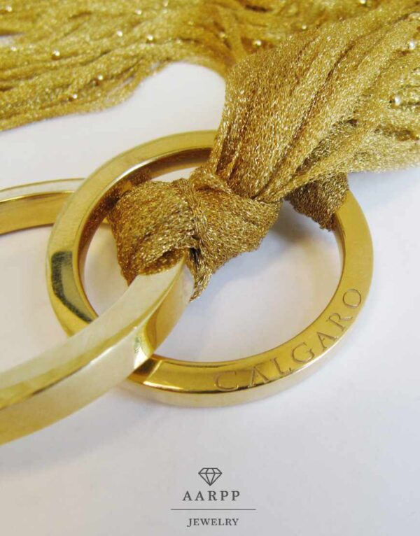 Calgaro Collier aus Goldgewebe mit Goldperlen großer Klappverschluss 750 Gelbgold