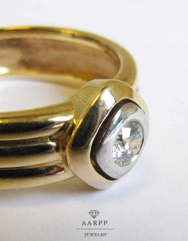 Breiter Solitär Brillant Ring 0,2ct Gelbgold 14Kt