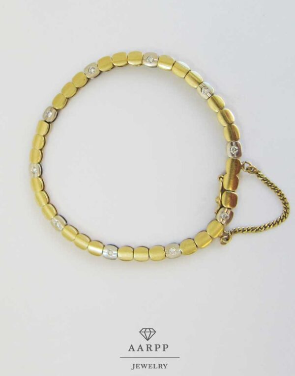 Brillantarmband Gelbgold Weißgold 18kt Bicolorarmband mit Brillanten Gesamtkarat 0,1ct