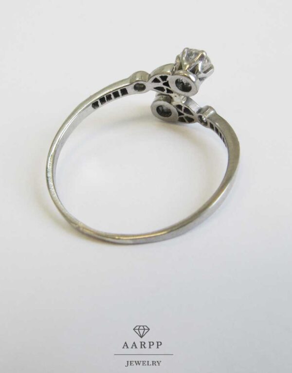 Diamant Ring 14 Kt Weissgold Art Deco Toi et Moi