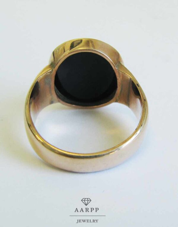 Onyx Ring 585 Rotgold runder Onyx Goldring unisex