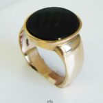 Onyx Ring 585 Rotgold runder Onyx Goldring unisex