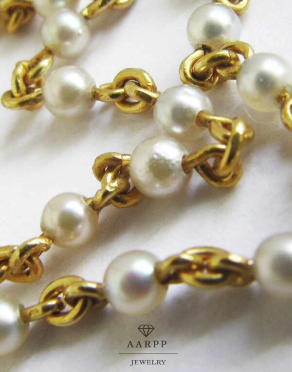 Collier Perlenkette 585 Gelbgold Perlenanhänger mit Diamanten