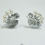 Diamant Ohrclips Perlen und Brillanten aus Silber mit Platin Clips