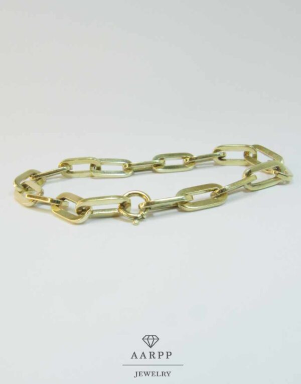 Gold Armband mit großen Kettengliedern 585er Gelbgold Gliederarmband Ankerkette Paper Clip