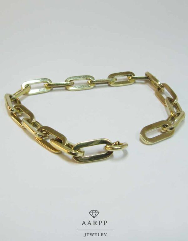 Gold Armband mit großen Kettengliedern 585er Gelbgold Gliederarmband Ankerkette Paper Clip