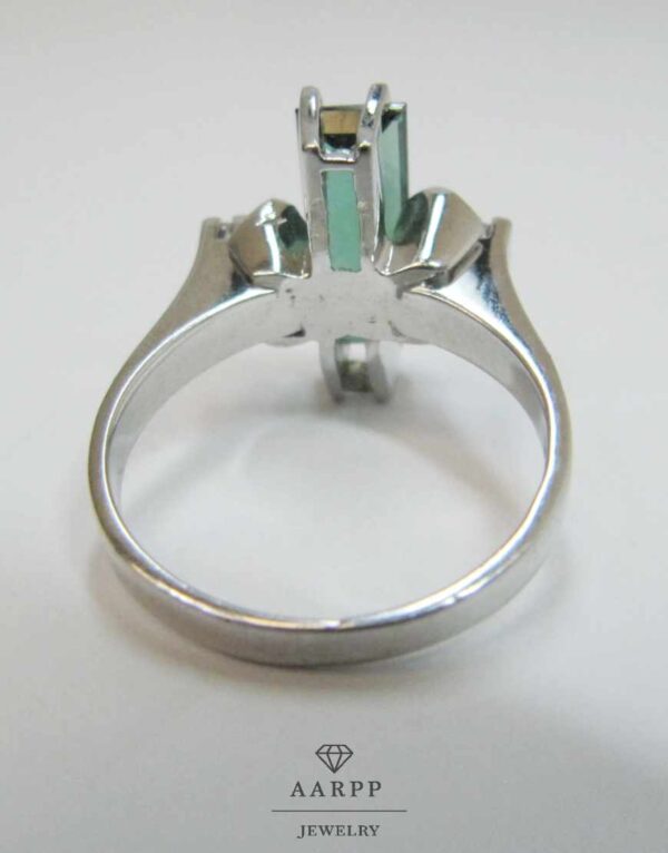 Turmalin Baguette Diamantring Weißgold 14K Art Deco Ring