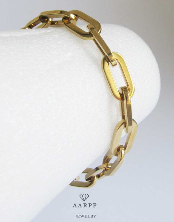 Massives Paper-Clip Armband Gold-Armband große Kettenglieder 585er Gelbgold NOS