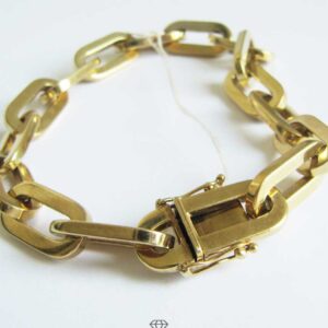 Massives Paper-Clip Armband Gold-Armband große Kettenglieder 585er Gelbgold NOS