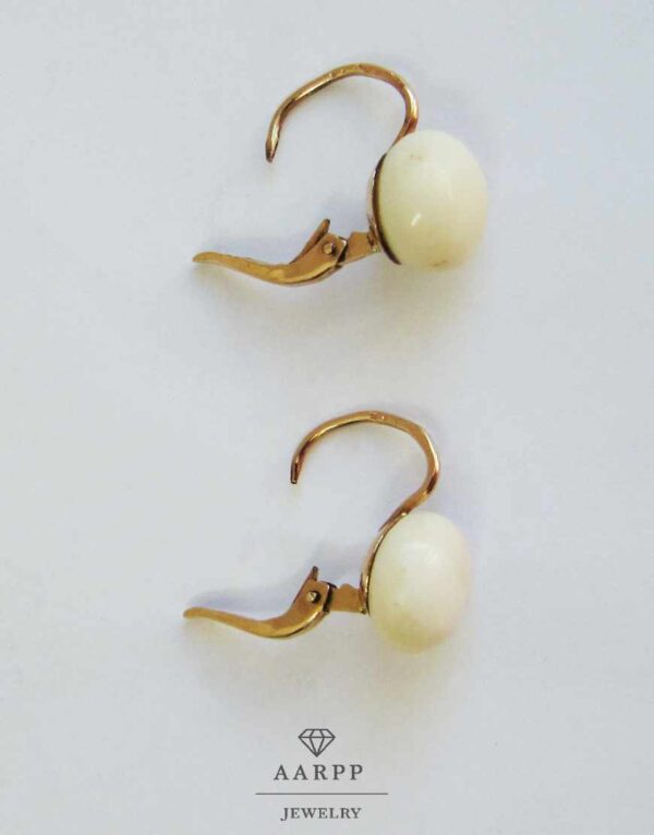 Ohrhänger Ohrringe Ohrhaken Gelbgold mit weissem Edelstein Vintage