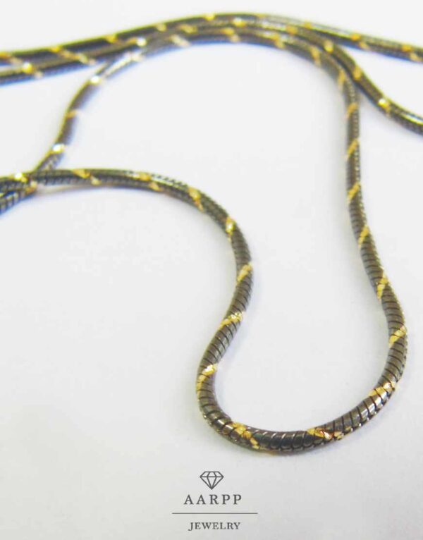 Zarte Schlangenkette 585 Gelbgold diamantiert dünne Halskette 14K anthrazit rutheniert - 45 cm