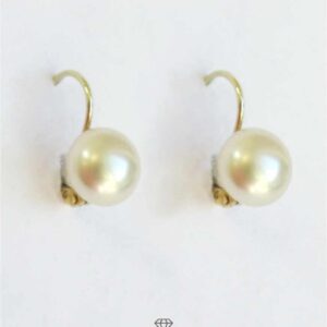Ohrhänger Ohrringe Ohrhaken Gelbgold mit Perle Durchmesser 7 mm Vintage