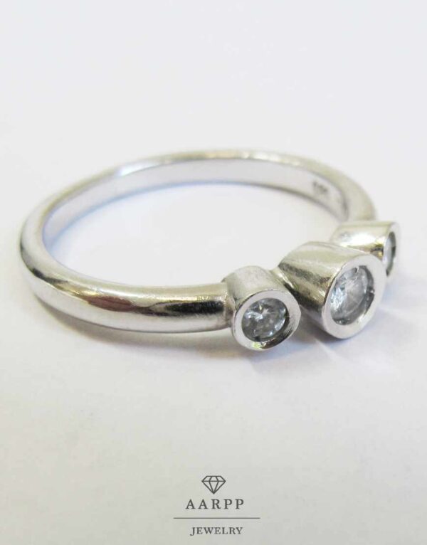 Weißgold Ring 14K mit 3 Diamanten Verlobungsring Brillantring, Ringgröße 55