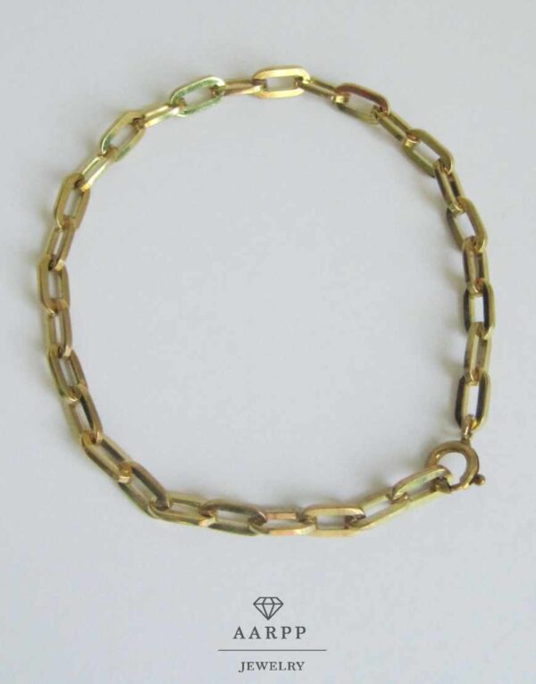 Paper-Clip-Gold-Armband mit ovalen Kettengliedern 333 Gelbgold Gliederarmband FBM
