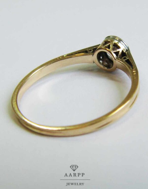 Antiker Solitaire Ring 585 Gelbgold 0.45ct Altschliff Diamant Platinfassung Verlobungsring Gr. 52,5