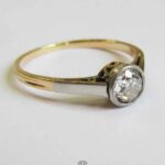 Antiker Solitaire Ring 585 Gelbgold 0.45ct Altschliff Diamant Platinfassung Verlobungsring Gr. 52,5