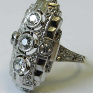 Art Deco Diamant Ring ca 0.28 ct Gelbgold 14k in Platinfassung Gr. 51