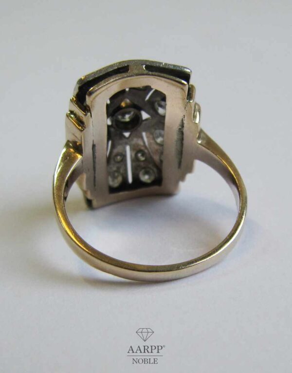 Art Deco Diamant Ring ca 0.19 ct Gold 14k Platinfassung Gr. 49