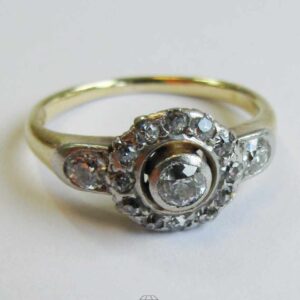 Verlobungsring 750 Gold Art Deco Diamant Ring ca 0.2 ct Gr. 49