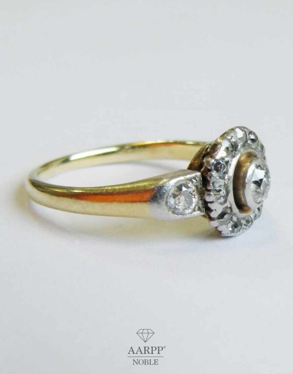Verlobungsring 750 Gold Art Deco Diamant Ring ca 0.2 ct Gr. 49