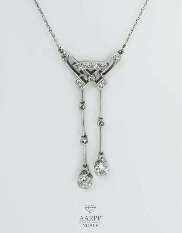 Art Deco Diamant-Anhänger ca. 0.65ct an Platin Collier